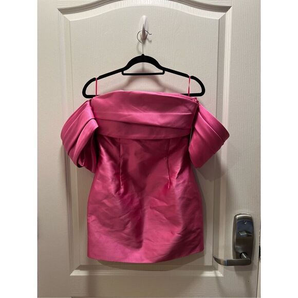 MOON RIVER OFF-SHOULDER PUFF SLEEVES MINI DRESS PINK date Cocktail👗 Size S NWT - Picture 4 of 9